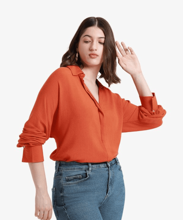 Chemisier Fluide - Orange Terre Cuite