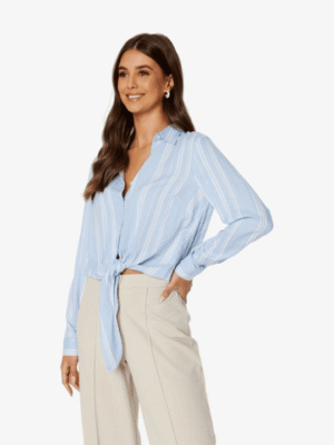 Chemisier Rayé à Nouer - Bleu et Blanc